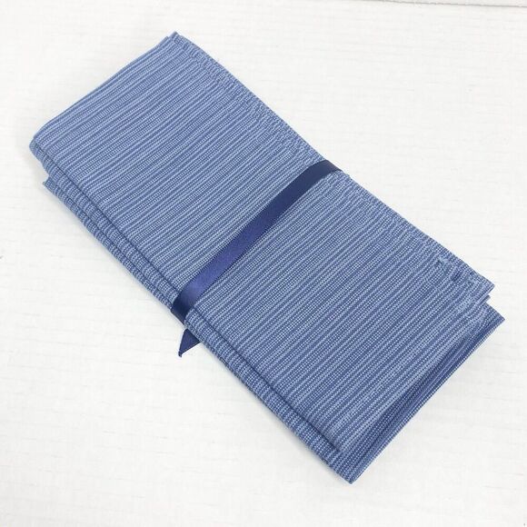Patricia Spratt For The Home Set of 4 Blue Striped Cloth Dinner Napkins Cotton - Picture 2 of 4
